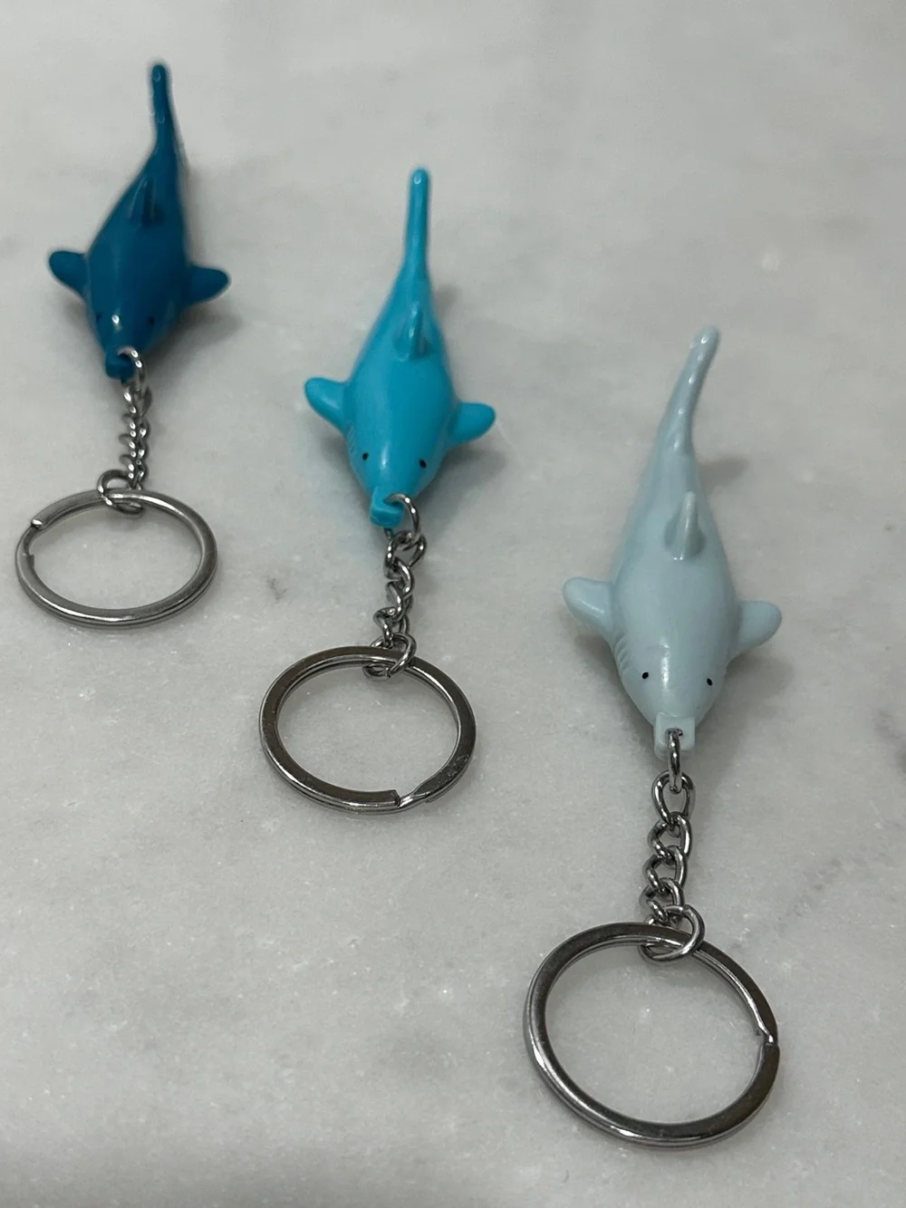 Shark Keychain Set of 3 - Blue Ombre Marine Keychains